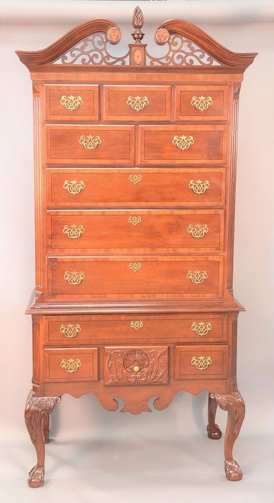 Appraisal: Mahogany Chippendale style highboy ht wd Mahogany Chippendale style highboy