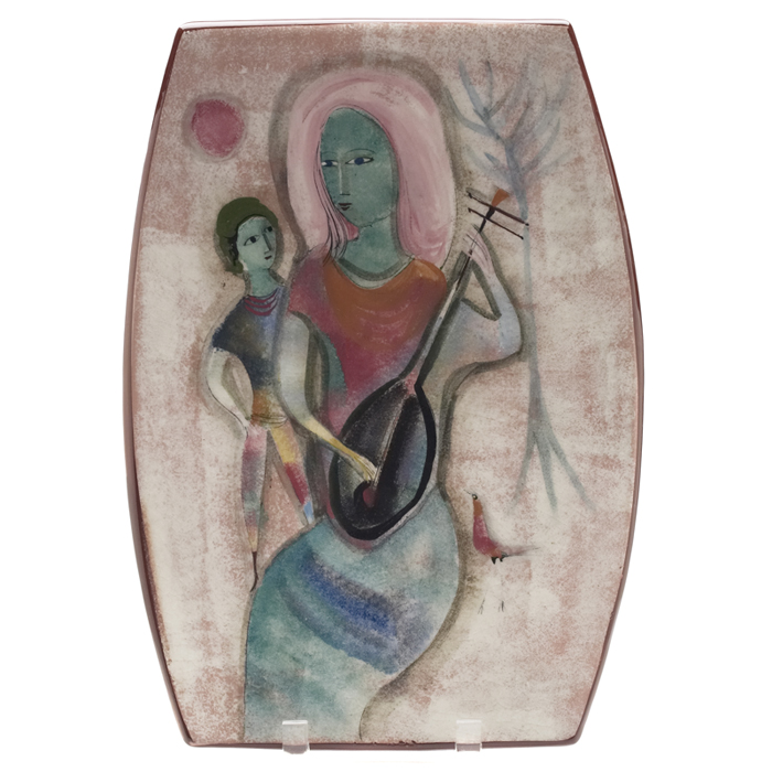 Appraisal: Polia Pillin charger large vertical formwith a colorfully painted woman