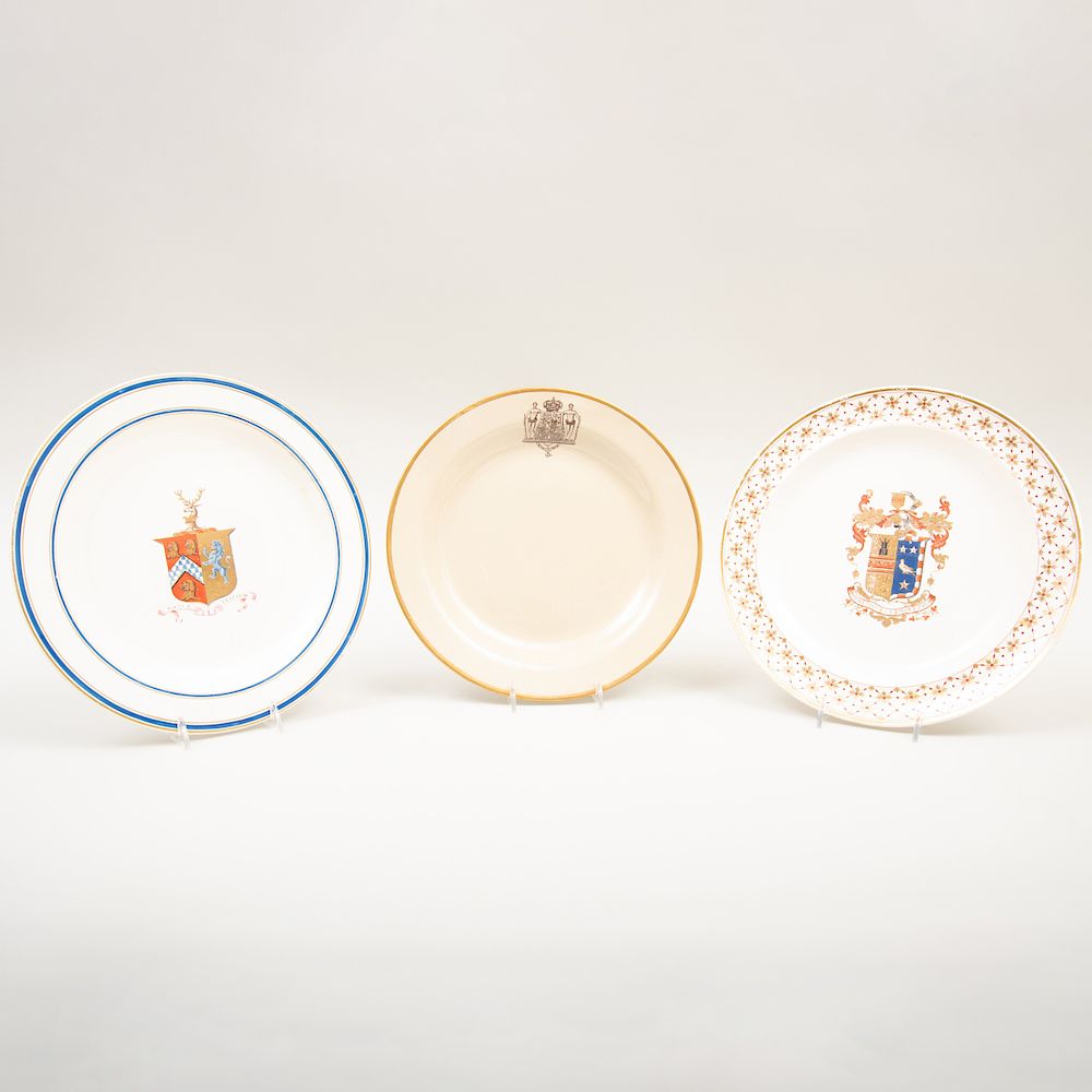 Appraisal: Three Wedgwood Armorial Plates Impressed marks Comprising A plate with