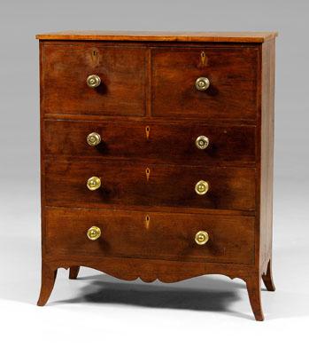 Appraisal: Fine South Carolina Federal chest dovetailed construction walnut and birch