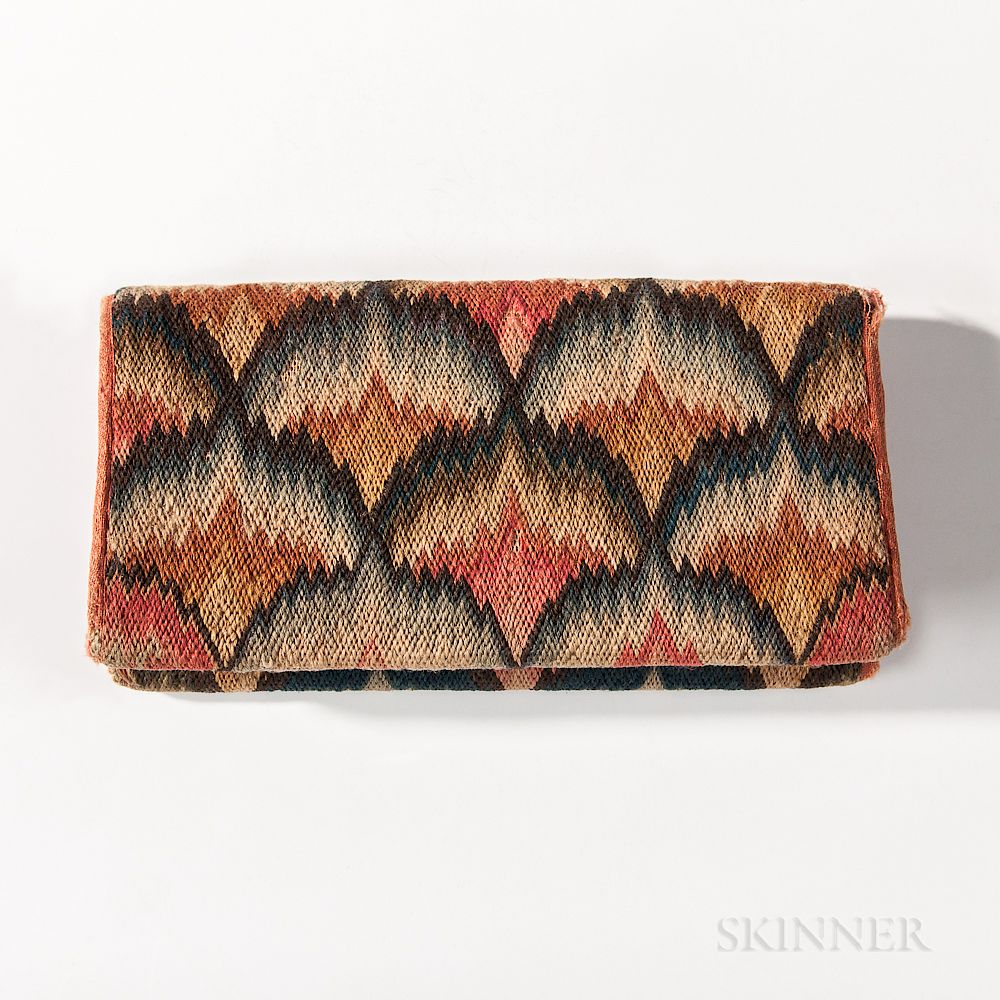 Appraisal: Flame-stitch Wallet Flame-stitch Wallet New England th century stitched in