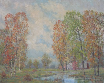 Appraisal: Paul Bettinger American th Century Autumn landscape Oil on canvas