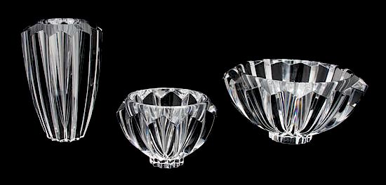 Appraisal: Three Pieces of Orrefors Crystal Height of tallest inches Three