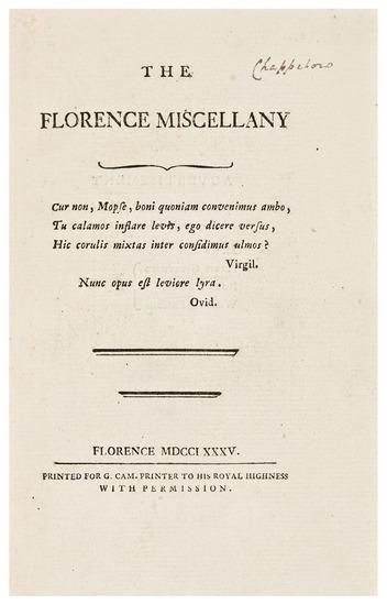 Appraisal: PIOZZI Hester Lynch Thrale - and others The Florence Miscellany