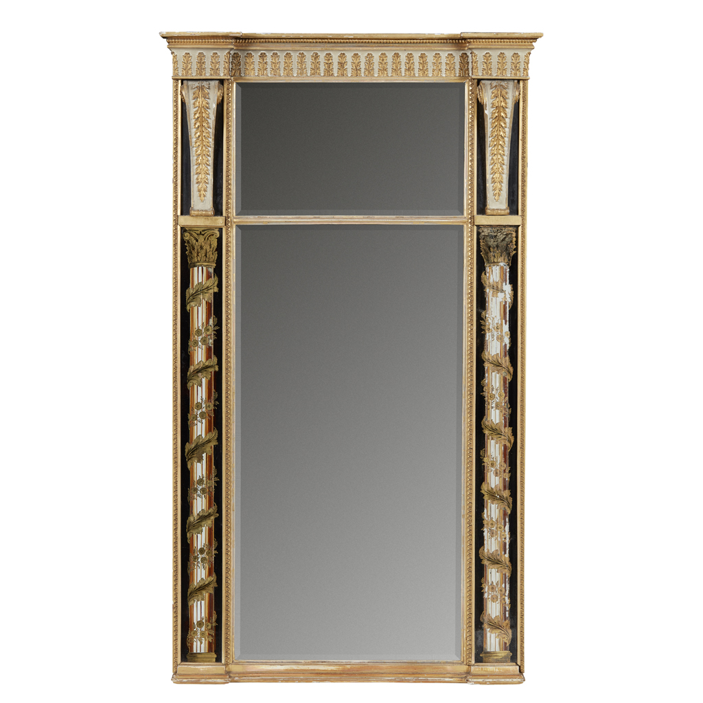 Appraisal: REGENCY VERRE GLOMIS PIER MIRROR EARLY TH CENTURY the inverted