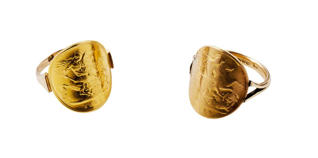 Appraisal: Two gold sovereign set rings each composed of a and