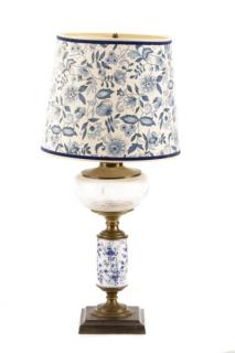 Appraisal: Meissen Style Porcelain Etched Glass Table Lamp Style of Meissen