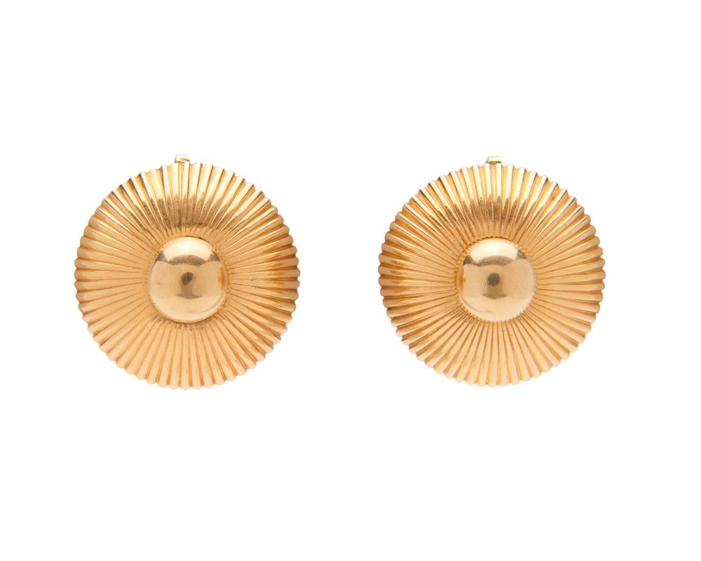 Appraisal: TIFFANY CO K Gold Earclips the fluted bombe-form earclips each