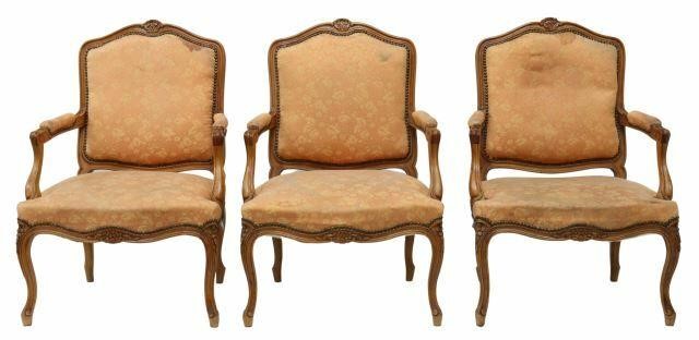 Appraisal: lot of French Louis XV style armchairs early th c