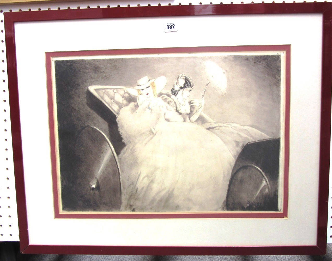 Appraisal: Louis Icart - Ladies in a carriage etching signed in