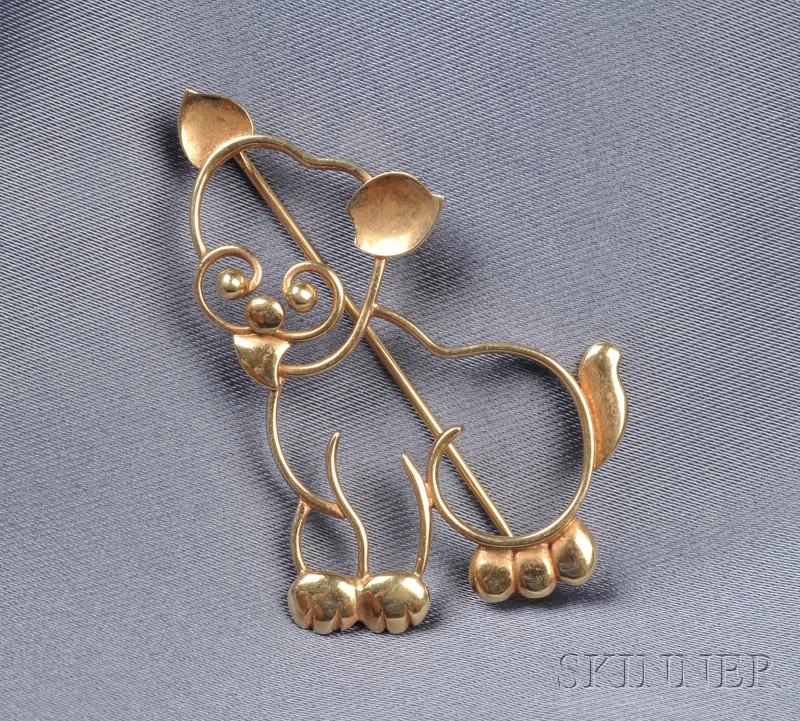 Appraisal: kt Gold Doodle Pin Tiffany Co designed as a panting