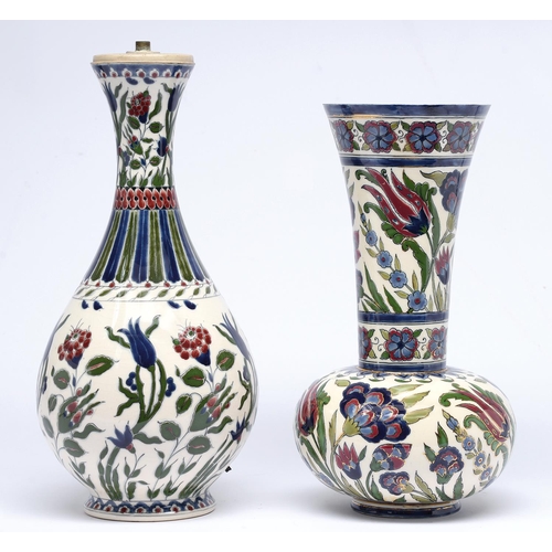 Appraisal: Two similar Zsolnay vases late th c with Iznik style