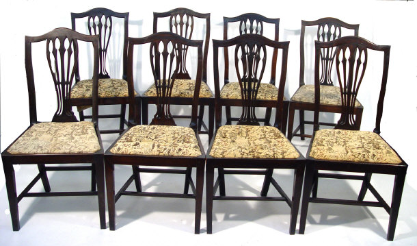 Appraisal: Set of eight Victorian mahogany dining chairs with square tapered