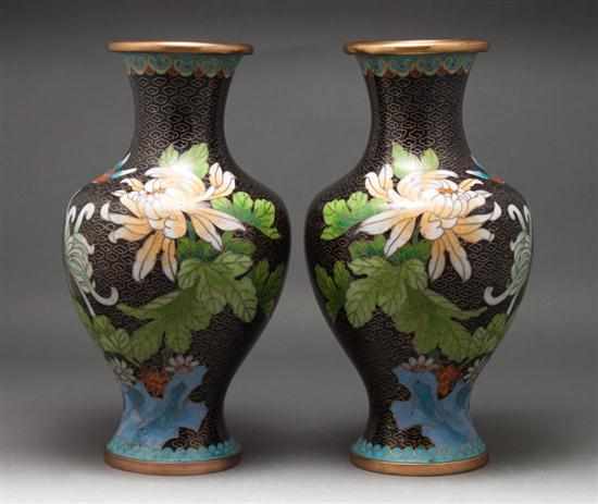 Appraisal: Pair of Chinese cloisonne enamel vases first half- th century