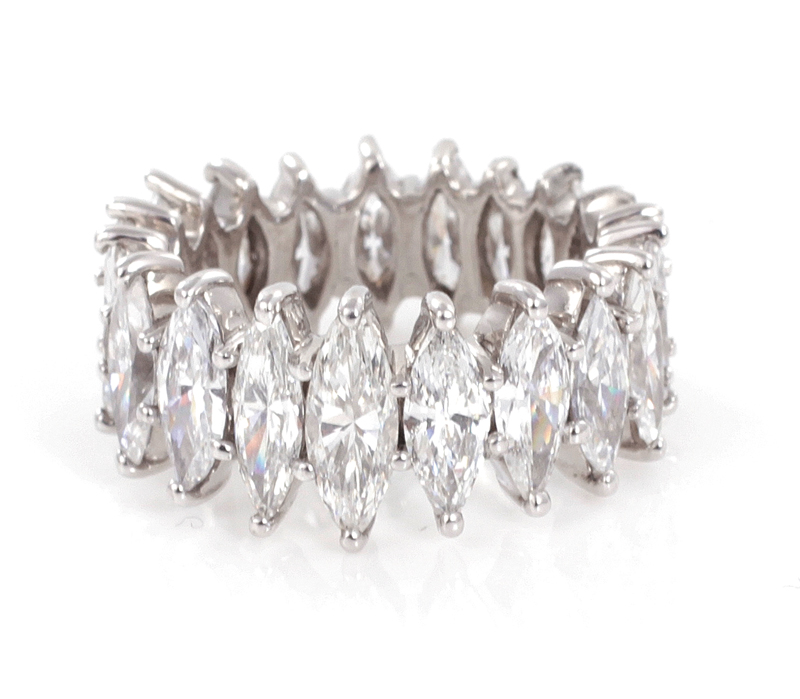 Appraisal: Platinum and diamond eternity band approx ctw marquise cut diamonds