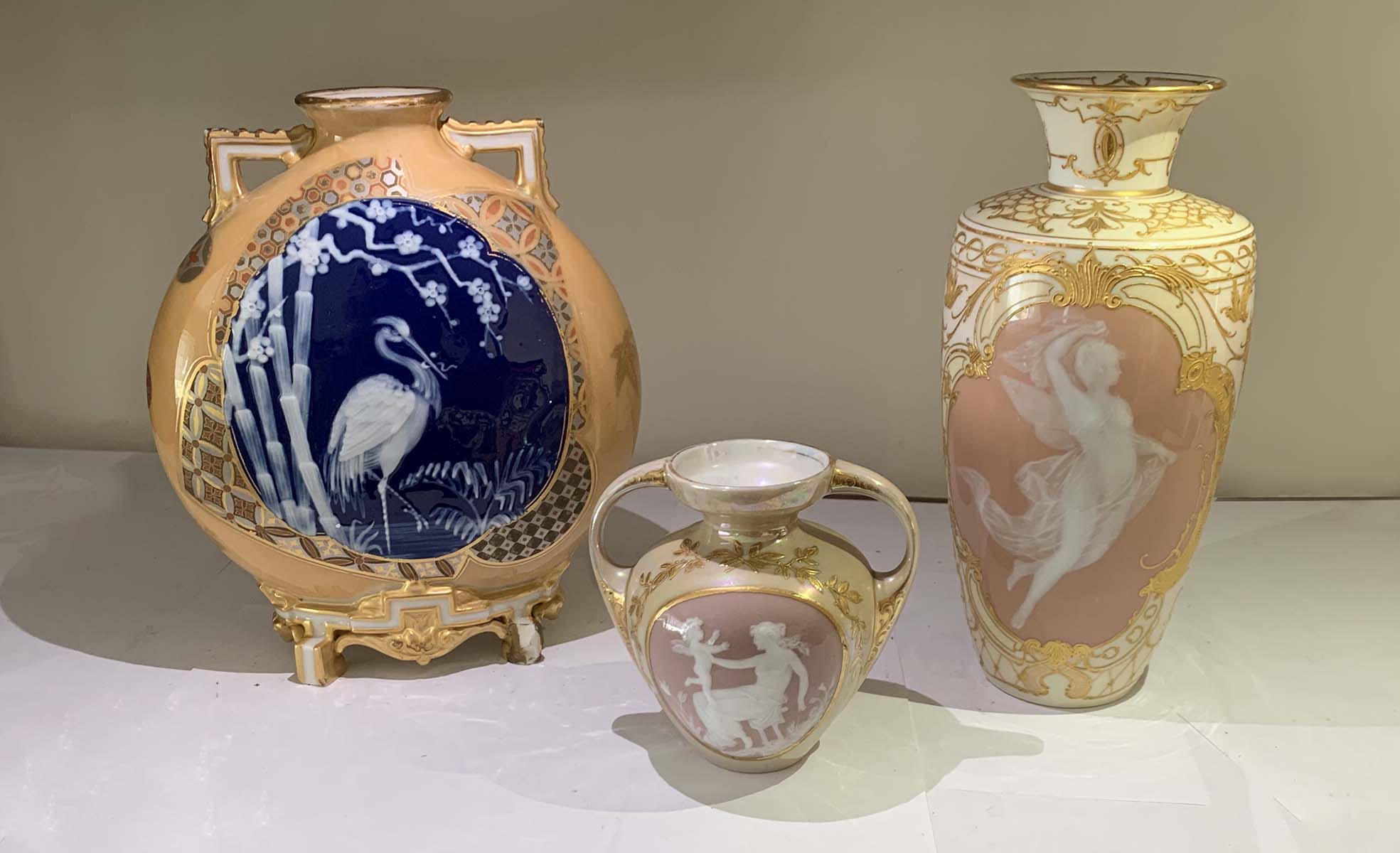 Appraisal: PC PATE SUR PATE VASE COLLECTION Comprising - Moonvase having