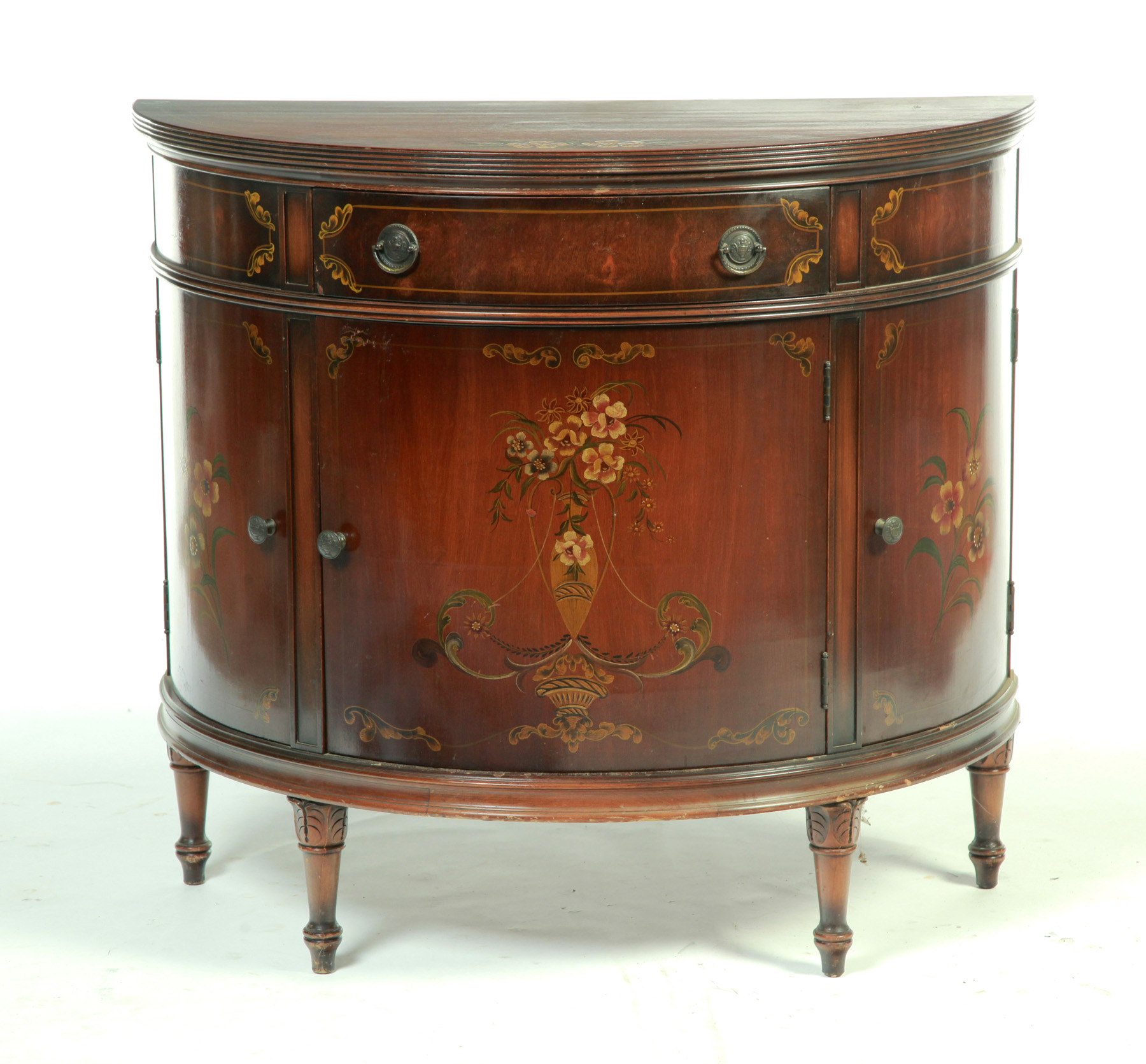 Appraisal: DEMI-LUNE CABINET American nd half- th century Mahogany Single center