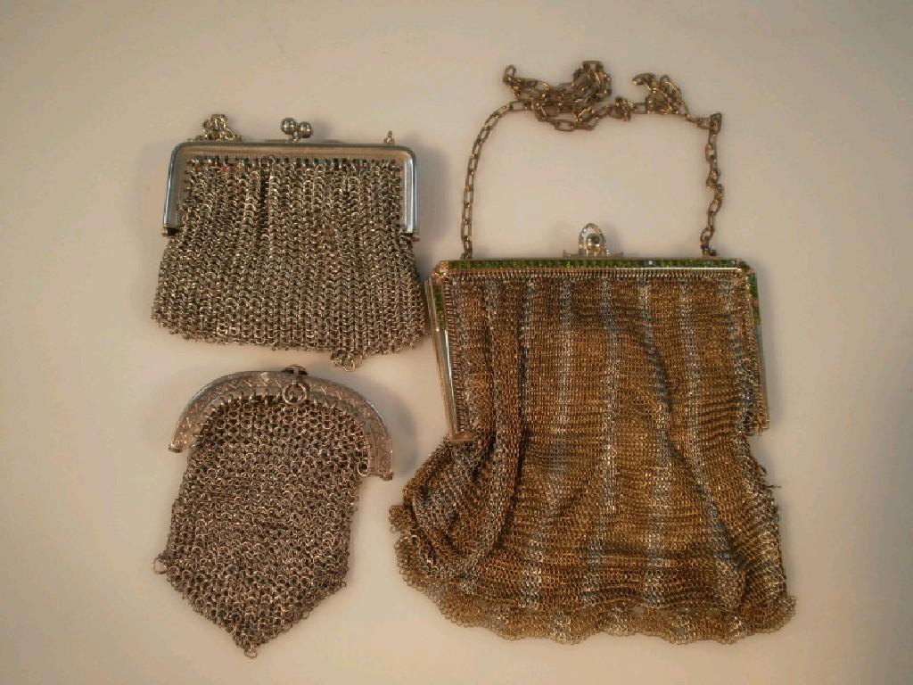 Appraisal: Three metal mesh purses