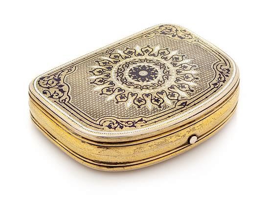 Appraisal: A Russian Silver-Gilt and Enamel Snuff Box Mark of Pavel