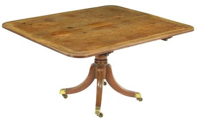 Appraisal: A George IV mahogany breakfast table the rectangular crossbanded tilt-top