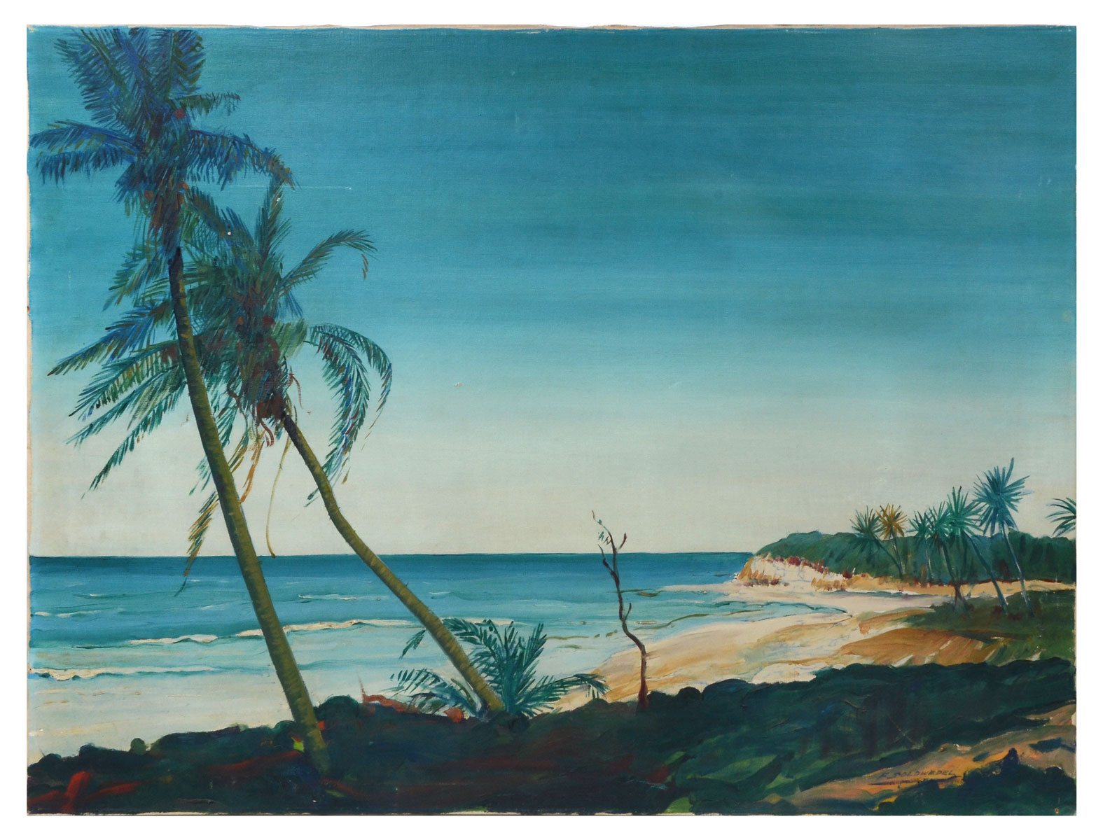 Appraisal: SOLDWEDEL Frederic American - Florida Coastal Painting with Palms Oil