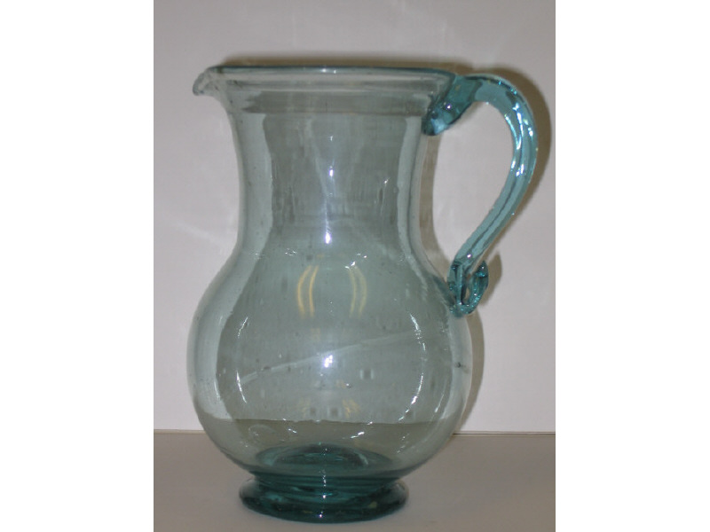 Appraisal: AMERICAN SOUTH JERSEY FREEBLOWN AQUA GREEN PITCHER Having flared rim