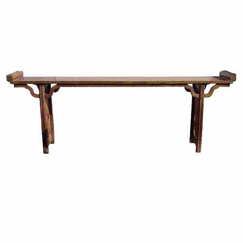 Appraisal: A Chinese Gansu Fruitwood Trestle-Leg Altar Table circa having everted