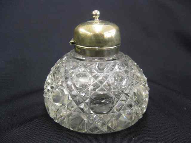 Appraisal: Cut Glass Inkwell button cane style '' diameter