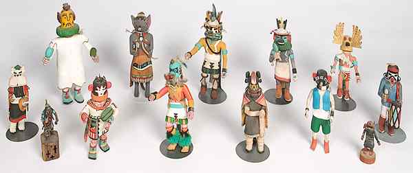 Appraisal: Collection of Hopi Katsinas lot of all finely carved with