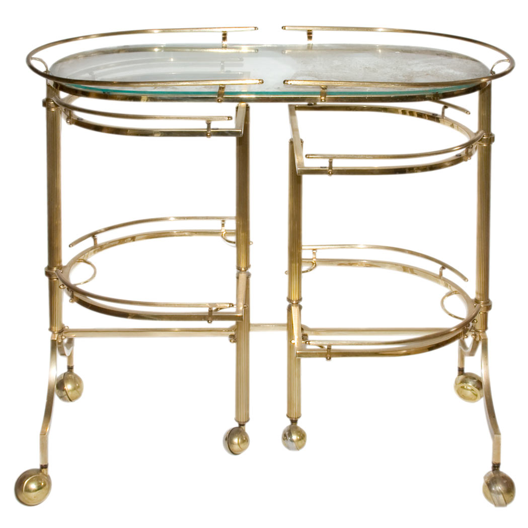 Appraisal: Two Glass and Metal Tea Carts Height of larger inches