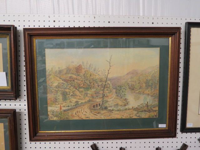 Appraisal: Bernice G D Kemp pen ink watercolor landscape with farm