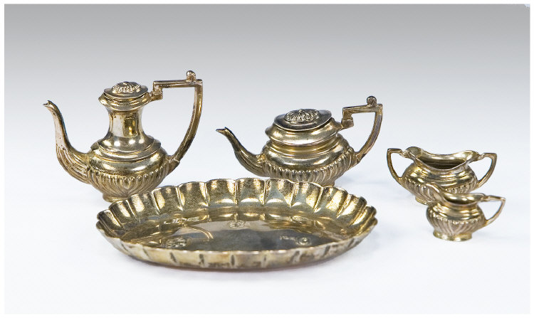 Appraisal: Silver Miniature Piece Tea and Coffee Set Fully hallmarked for