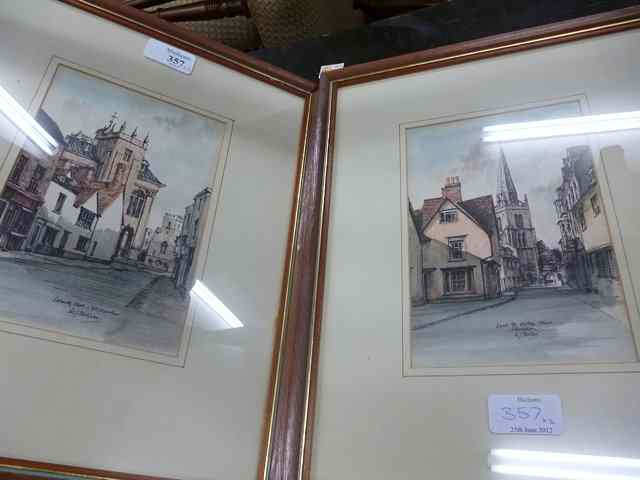 Appraisal: TWO HAND TINTED PRINTS OF ABINGDON by Ken Messer