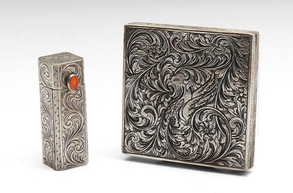 Appraisal: CONTINENTAL SILVER COMPACT LIPSTICK pieces total to include Italian silver