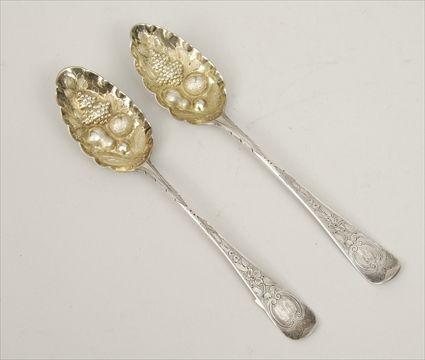 Appraisal: Two George III Silver Spoons with Later Repouss Decoration London