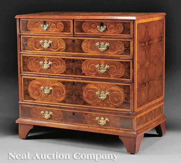 Appraisal: A Fine Dutch Inlaid and Figured Walnut Chest of Drawers