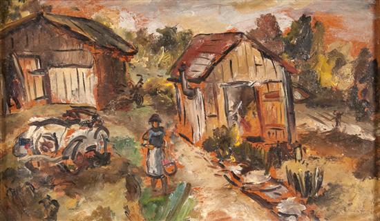 Appraisal: Edward Rosenfeld American - Work Sheds with Auto and Figure