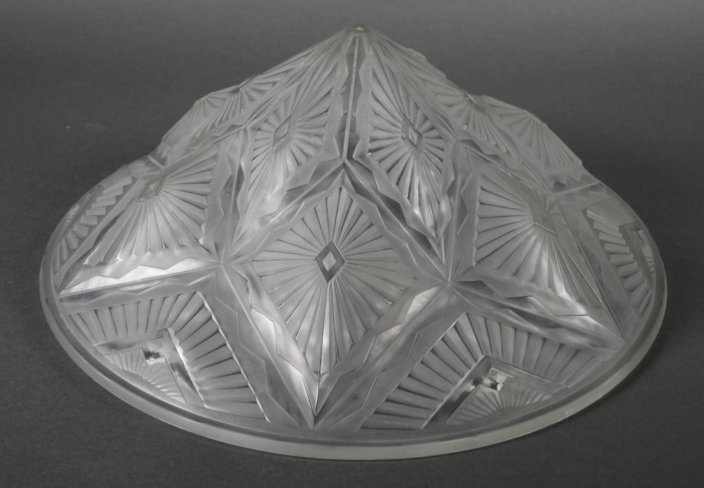 Appraisal: Vintage French Art Deco frosted glass shade in the manner