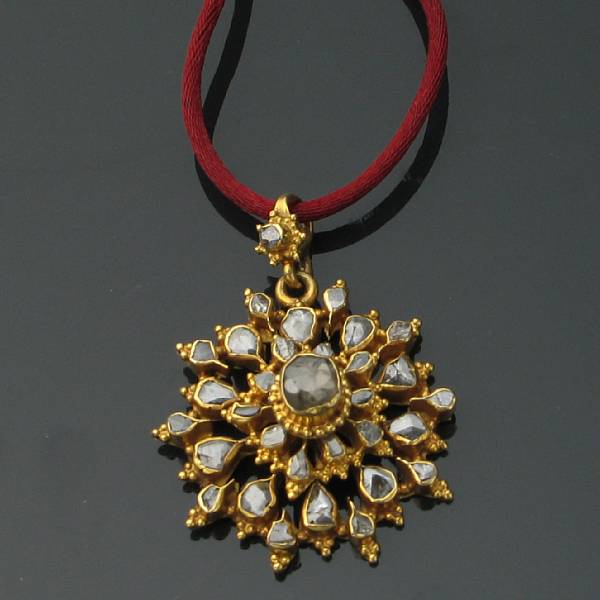 Appraisal: A rose-cut diamond and highkarat gold pendant grams gross