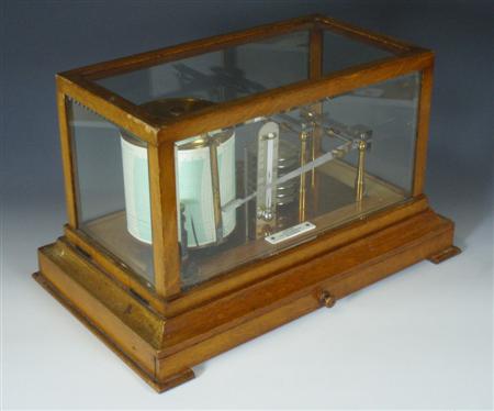 Appraisal: An Edwardian oak cased barograph By J Brown Buchanan Street