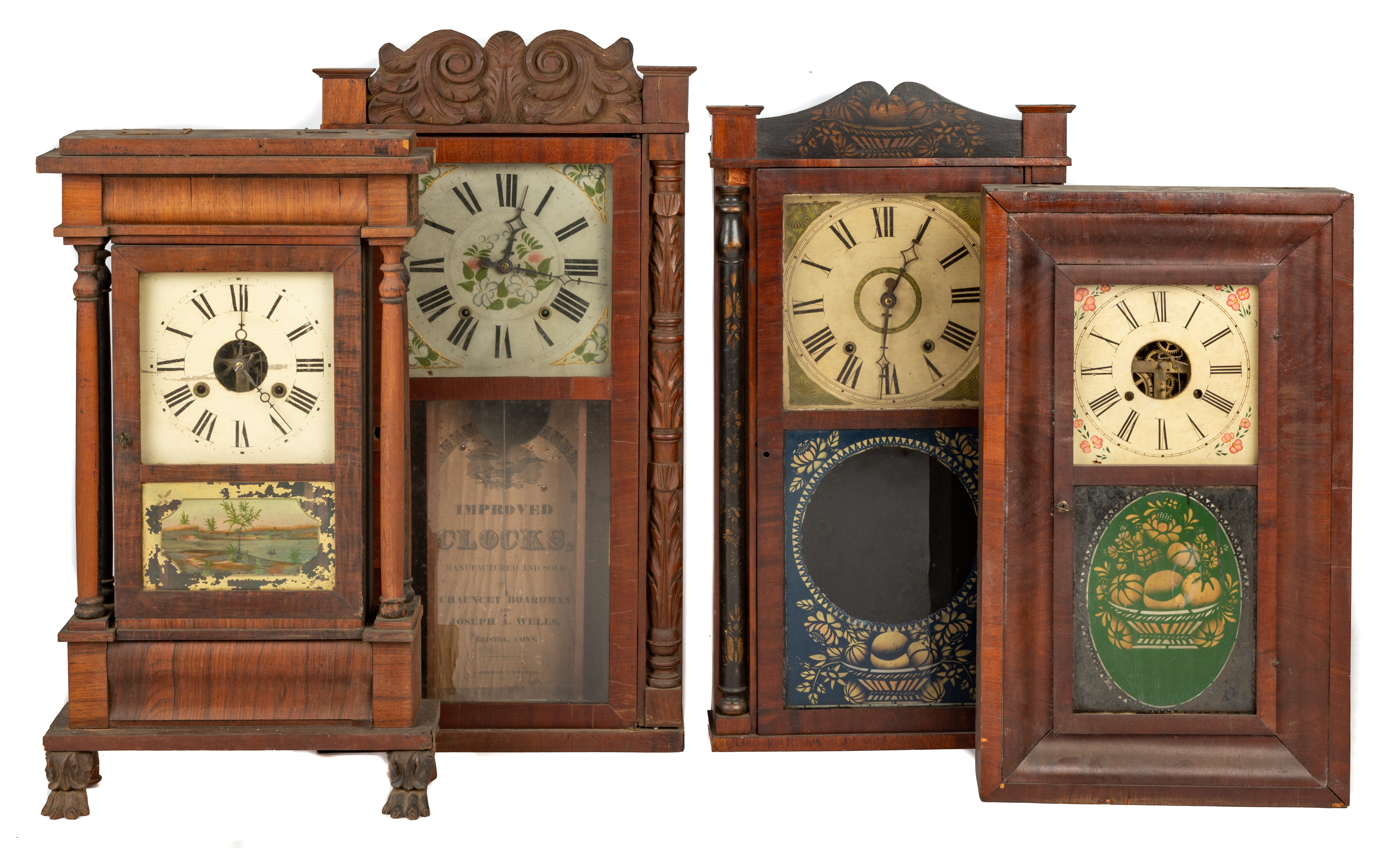 Appraisal: NEW ENGLAND SHELF CLOCKS th century Spairy and Shaw Joseph