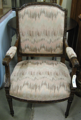 Appraisal: LOUIS XVI STYLE ARMCHAIR th century having a carved and