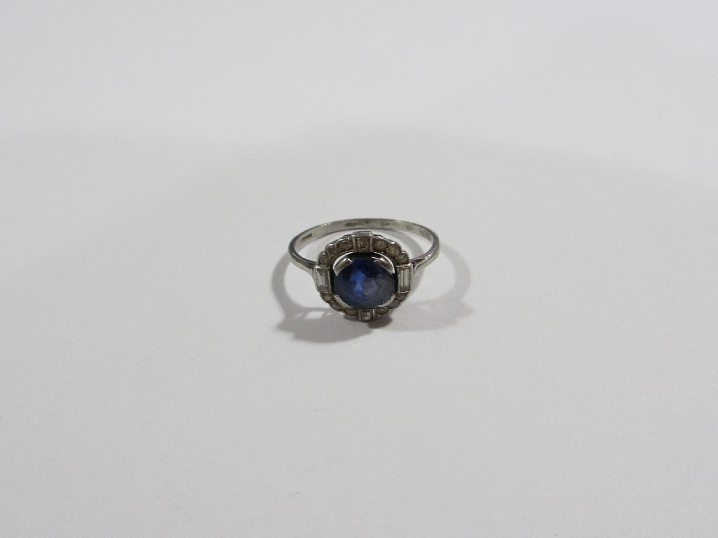 Appraisal: Early th century platinum sapphire and diamond cluster ring with