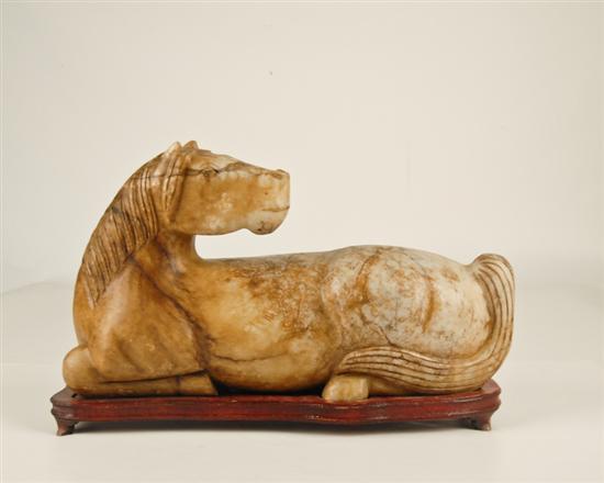 Appraisal: A Large Chinese Marble Horse on a Custom Wooden Base