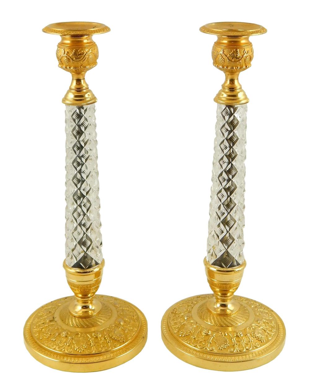 Appraisal: Pair of French Empire style cut glass and gilt metal