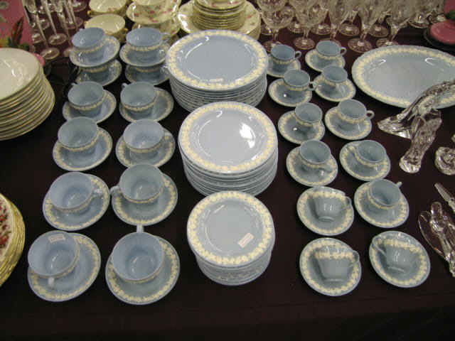 Appraisal: Pcs Blue Wedgwood Embossed Queensware China Service for white grape