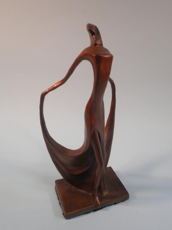 Appraisal: A modern bronze sculpture of a young lady wearing a