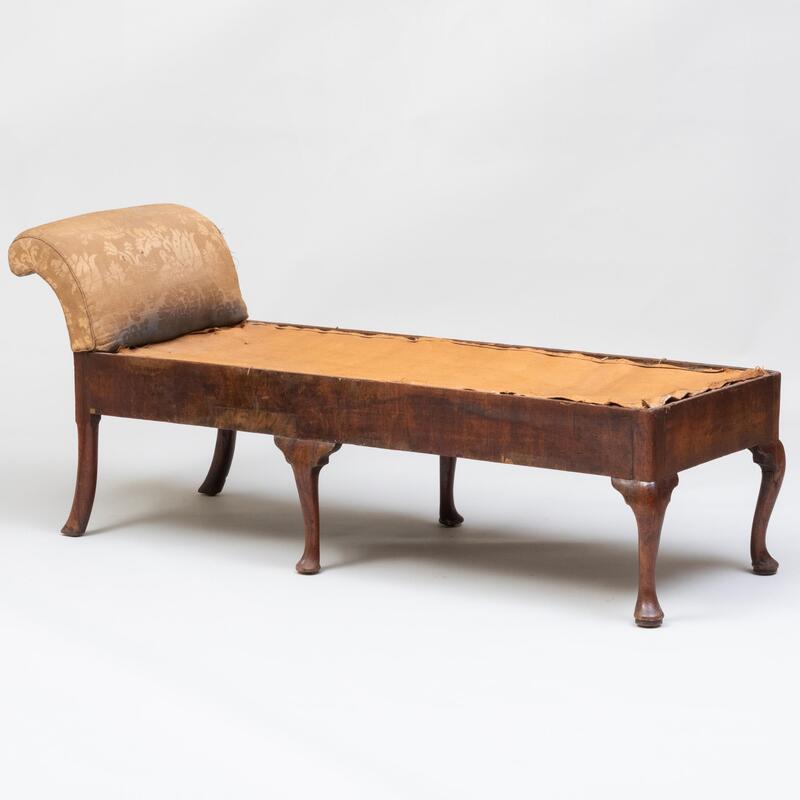 Appraisal: Queen Anne Walnut Upholstered Chaise x x in Condition The