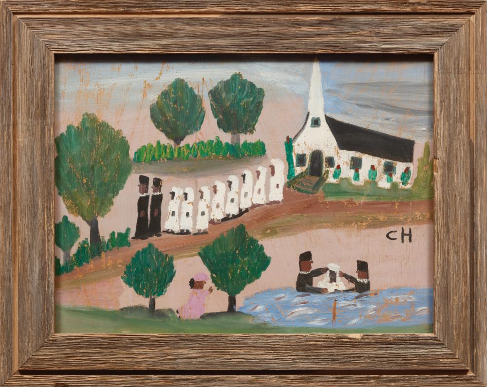 Appraisal: Clementine Hunter American Louisiana - Baptism oil on panel monogrammed