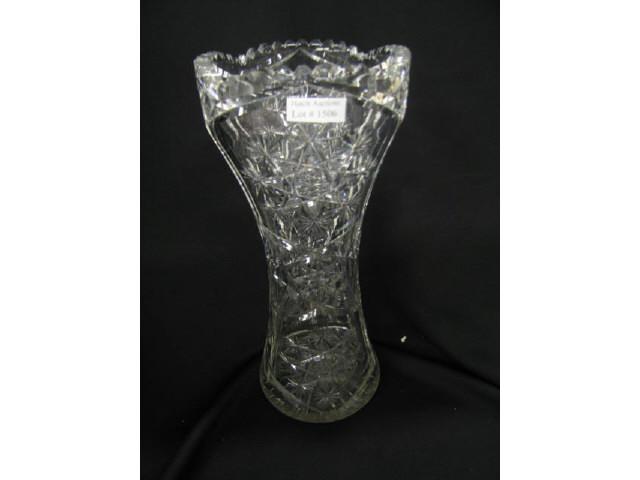 Appraisal: Brilliant Period Cut Glass Vase feather star variation tall corset